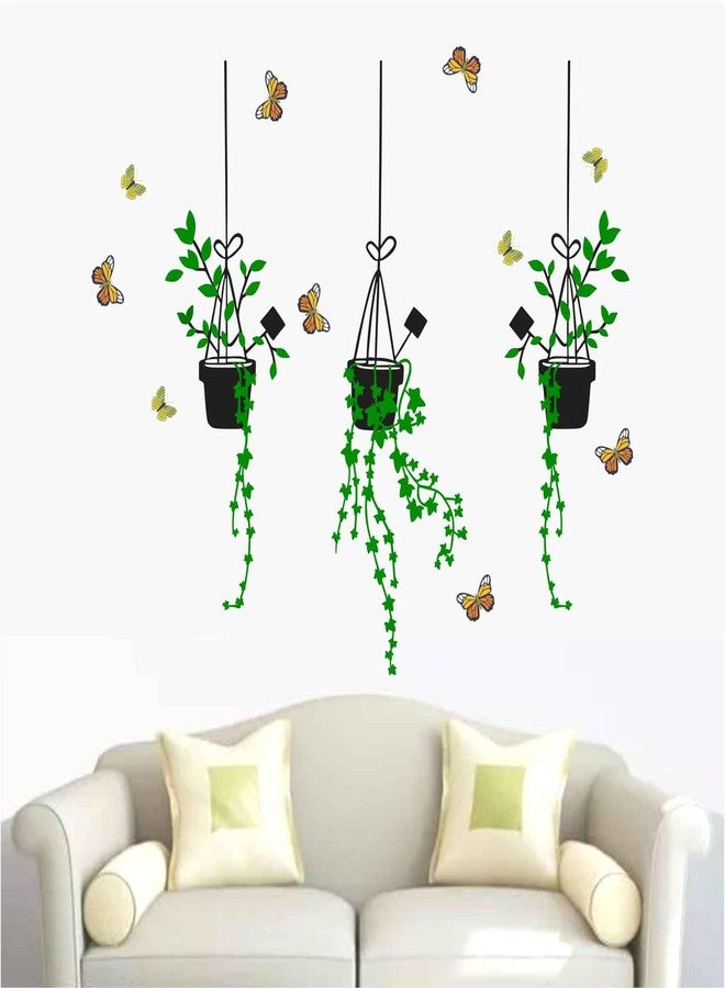 Wall Attraction ملصق جداري على شكل مزهريات زهور معلقة، مقاس 106×91 سم، رقم المنتج NBD49 - Image 1